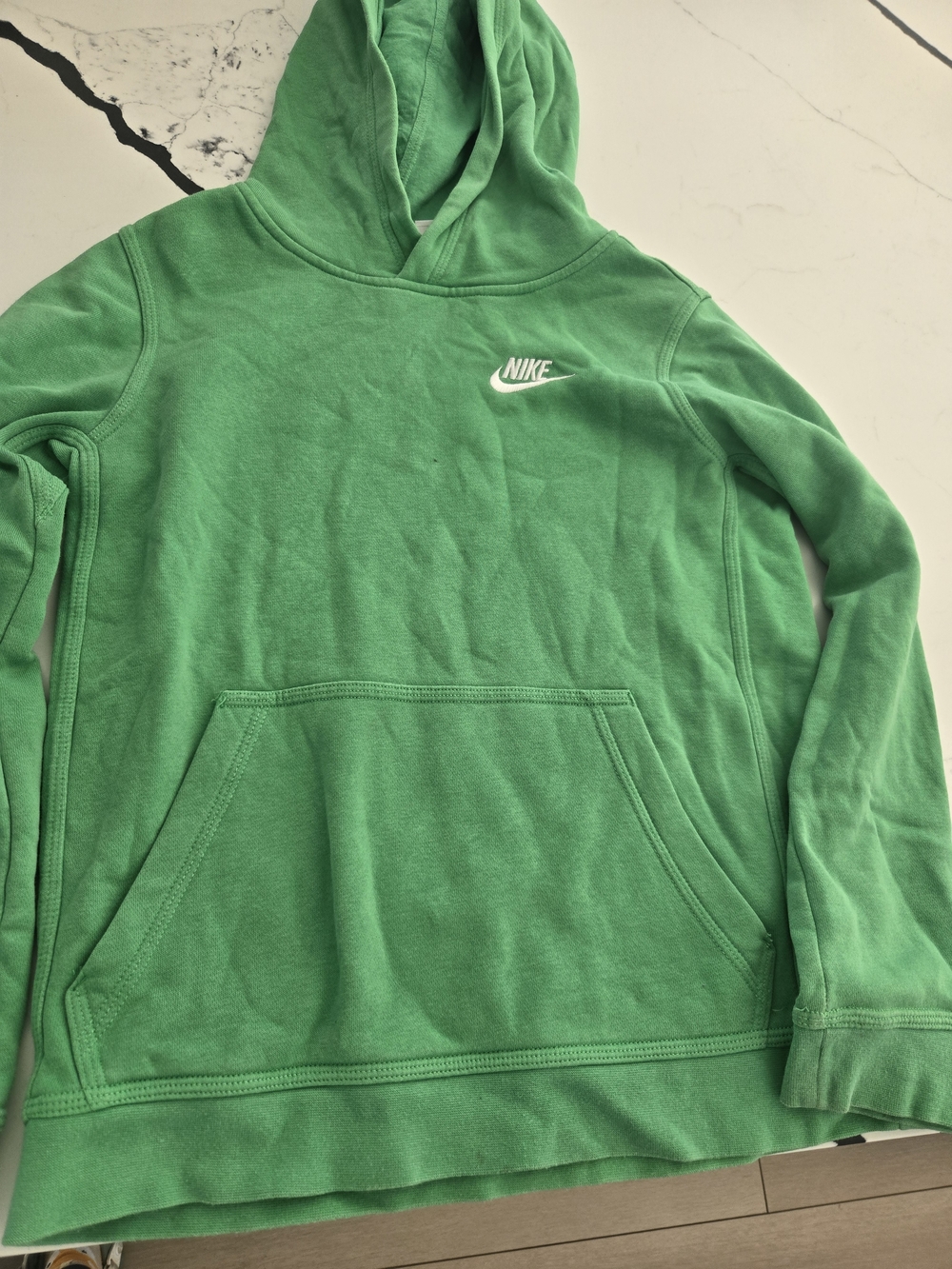 Nike Kid's Green Hooded Sweatshirt with White Logo